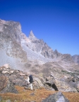 Tom hiking towards the Bear's Tooth