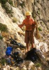 Ian roping up at the base of the route