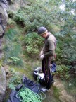 Roping up for what turned out to be the scariest lead of the trip