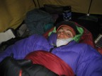 Never able to keep warm, Lucie bundles up