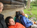 Resting at the Met Station, totally beat